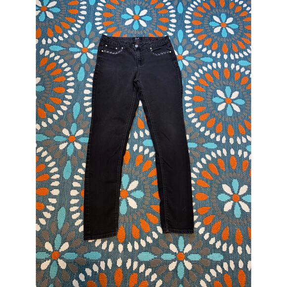Earl Jeans Black Wash Embellished Rhinestones size 10 GUC Jeggings - Picture 4 of 12